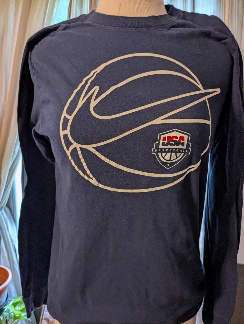 Nike Navy Long-Sleeve Tee with USA Basketball Graphic